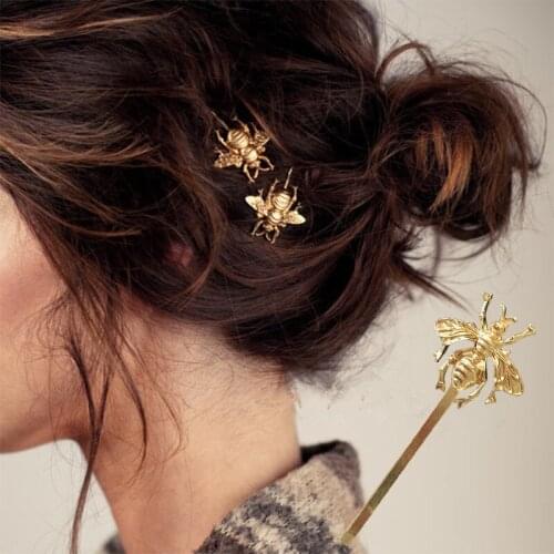 Retro Gold Sliver Hair pins Womens Girls' Fashion Little Bee Style Hair Clips Styling Tool Side Clip Hair Accessories