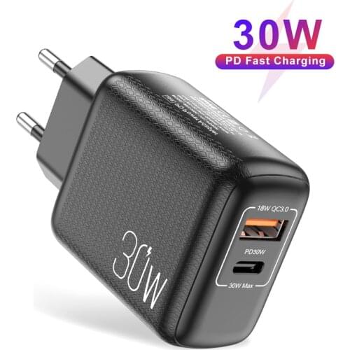 30W USB C Charger Adapter For iPhone 12 Pro Type C QC 3.0 PD Fast Charge For Xiaomi Huawei Mobile Phone Quick Charger