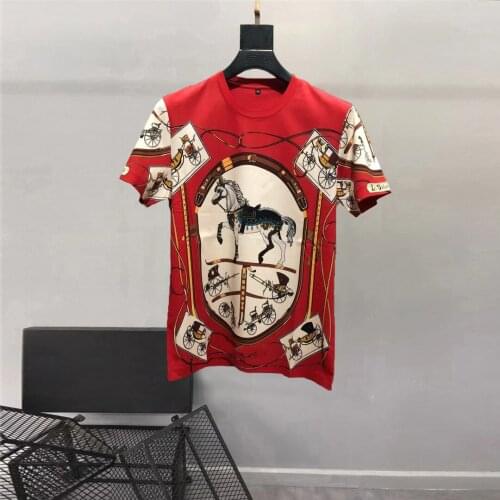 Europe Style Women/mens Diamonds print T-shirts High quality men casual retro print Tee tops B322
