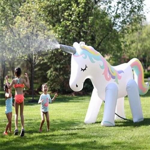 1.25*1.35 M Inflatable Unicorn Giant Water Sprinkler Pool Float Swim Ring Pegasus Floating Swim Float Toys Child&Adult Water Toy