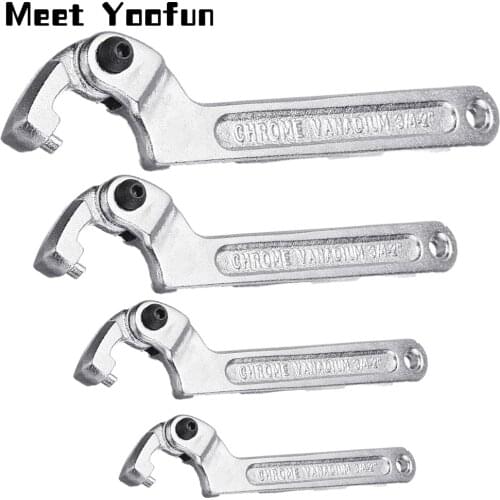 1set Adjustable Type C Hook Spanner Round Head Wrench Nuts Bolts Hand Tools 19-51 mm 32-76 mm 51-120 mm 115-170mm with scale