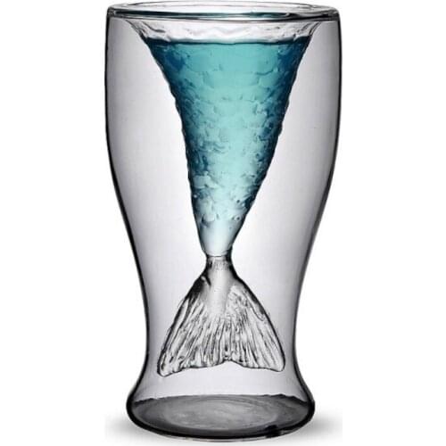 100ml Creative Mermaid Cocktail Glass Cup Wine Handmade Double Layer Glass Mugs Bar Whiskey Vodka Shot Lady Beer Juice Glasses