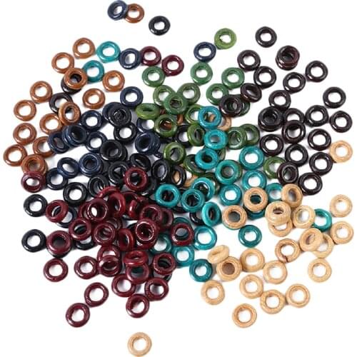 100 Pieces 13mm Wooden Hair Hoops Dreadlock Rings Hair Braided Beads Jewelry Hair Decoration Accessories