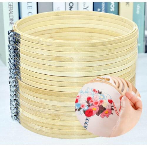 12 Pieces 6 Inch Bamboo Embroidery Round Hoop Embroidery Ring For Craft Sewing DIY Needlecraft Cross Stitch Machine Hoop