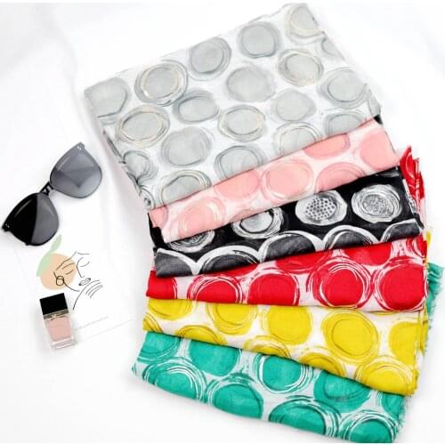 2021 Fashion Newest Polka Dot Pattern Cotton Scarf Gold Silver Foil Scarf Shawls Wraps Hijabs 10pcs/lot