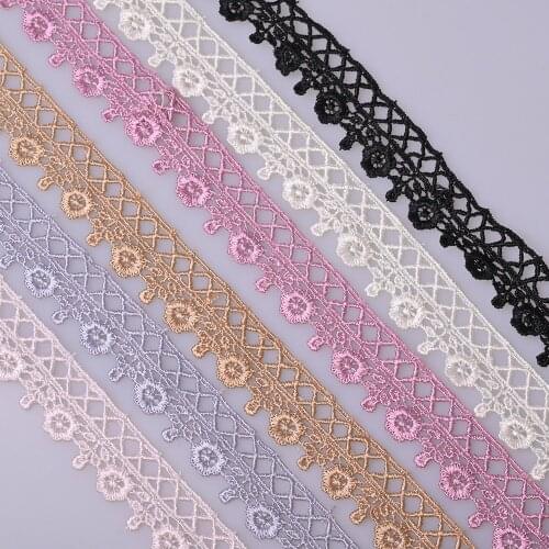 Cusack 6.4 meter 2.2 cm Lace Trim Ribbon for Dress Garment Home Textiles Trimming DIY Crafts Lace Fabric 6 Color Gray Beige Pink