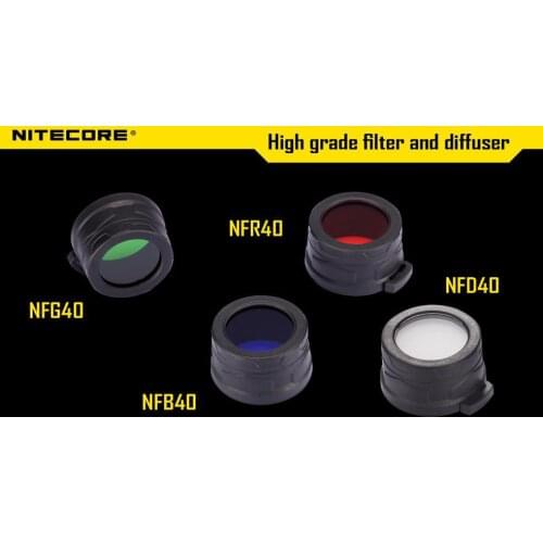Free shipping 1pc Nitecore Colour Filter(40mm) NFR40 NFB40 NFG40 NFD40 suitable for EA4 P25 flashlight with head of 40mm