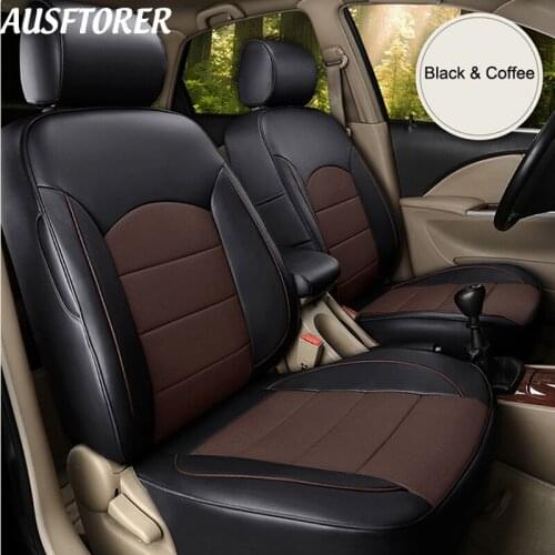 AUSFTORER Custom Fit Cover Seats Car for Fiat Punto Seat Covers Cowhide Leather Seat Cushion Set Supports Protectors Accessories