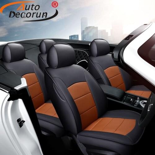AutoDecorun 14PCS/Sets Genuine Leather Seat Covers for SKODA Octavia a5 a7 Accessories Seat Covers Cars Seats Cushions Protector