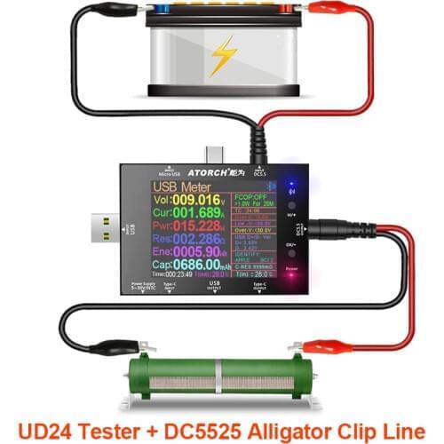 DC5.5 USB tester digital voltmeter ammeter power bank voltage detector volt Amper Car 12V 24V battery router electric meter