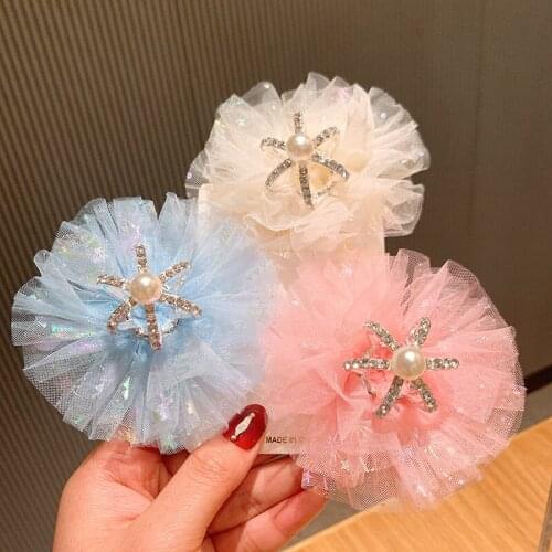 Children Crown Pink Blue Lace Princess Crystal Rhinestone Pearl Tiaras for Kid Girls Accessiories Hair Jewelry