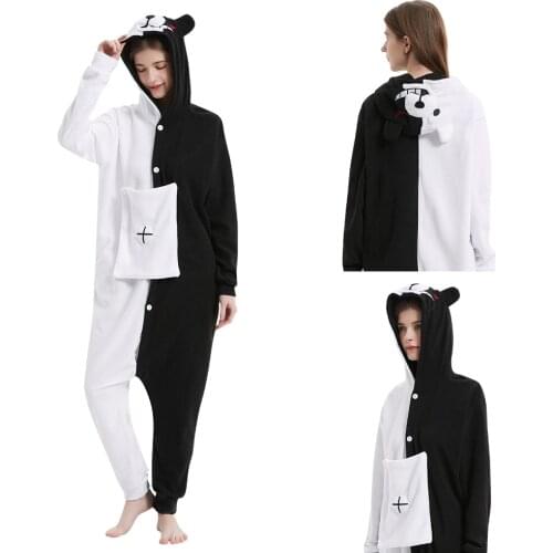 Danganronpa Monokuma Cosplay Pajama Adult Unisex Onesie Polar Fleece Sleepwear Pyjamas