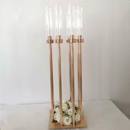 IMUWEN Metal Candle Holder 8Heads 34" Candlestick Wedding Table Centerpiece Candelabra Pillar Stand Road Lead Party Decor
