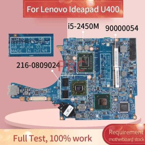 90000054 For Lenovo Ideapad U400 I5-2450M Laptop motherboard 11228-3 48.4PJ04.031 HM65 SR06Z 216-0809024 DDR3 Notebook Mainboard