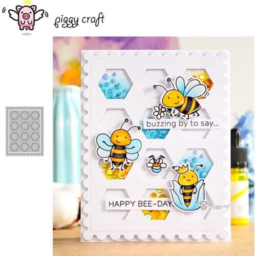 Piggy Craft metal cutting dies cut die mold Hexagon wave frame Scrapbook paper craft knife mould blade punch stencils dies