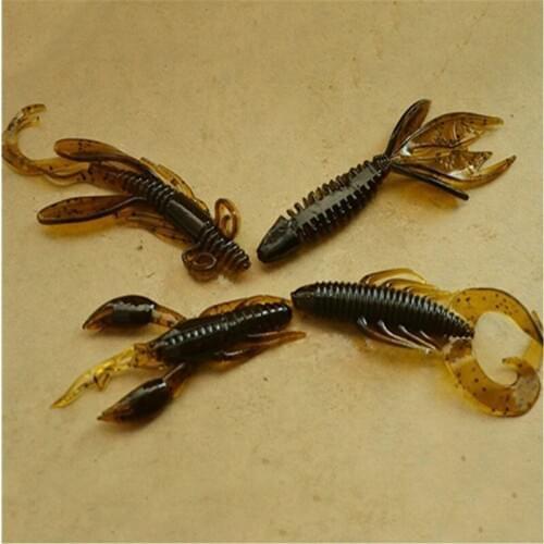 6cm Soft Silicon Shrimp Shaped Crankbait Fishing Lure Set Swivel Jigging Wobbler Bass Artificial Ephemera Fishing Lures