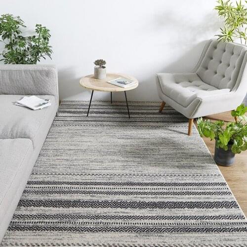 Nordic Grey Carpet Livingroom Home Decorative Simple Striped Carpet Bedroom Sofa Coffee Hotel Mat Floor Polypropylene Table Rug
