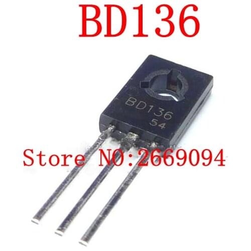 50PCS New In-Line Power Transistor BD136 BD136G PNP 1.5A/45V TO-126 BD-136 Transistor