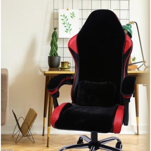 New Solid Cover For Computer Chair Winter Computer Chair Cushion Plush Warm Non-slip Seat Cushion Office Chair Slipcover Elastic