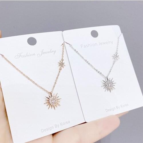 Diamond Eight Awn Star Clavicle Chain Necklace Korean Style Simple SUNFLOWER Necklace Personalized Fashion Necklace for Women