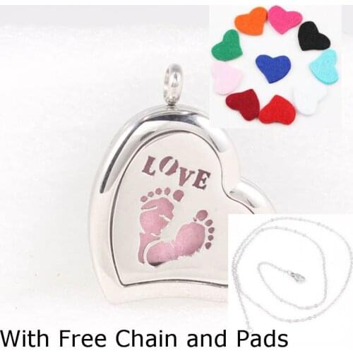 30*35mm Love Heart Diffuser Locket Necklace with 10 colors felt diffuser pad With chain as gift essential oil locket necklace