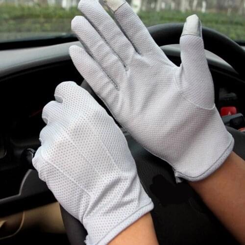 Mens Sunscreen Mittens Summer Outdoor Sports Fitness Thin Cotton Non Slip Breathable UV Touch Screen Cycling Driving Gloves L20