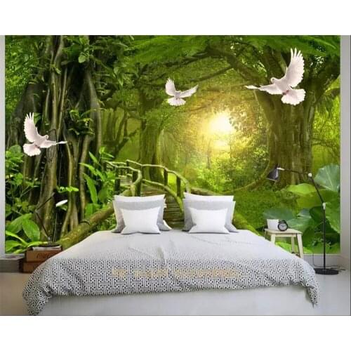 Beibehang Custom Photo Wallpaper 3D Natural Scenery Wall Primitive forest pigeons sunshine Wallpaper Wall Mural 3d wallpaper