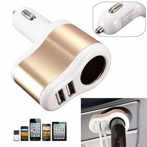 Dual USB Car Cigarette Lighter Power Socket Splitter Charger Adapter for Phone