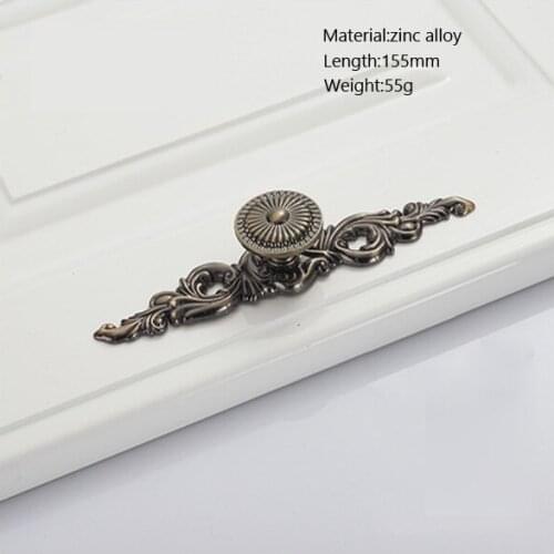 Single hole retro carved handle European bronze bookcase wardrobe door handle wine cabinet drawer door handle