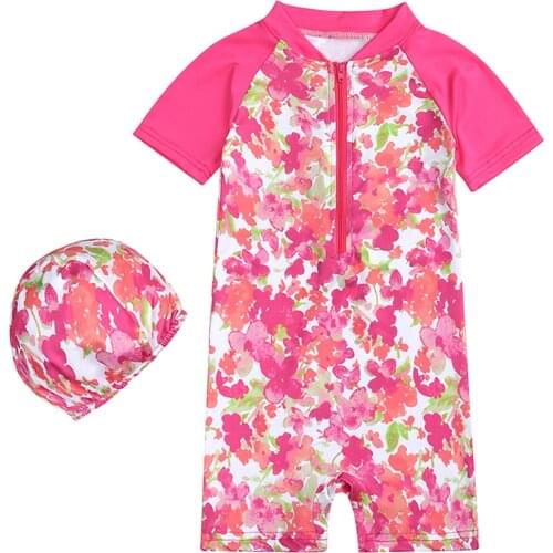 2021 Baby Kids Girls Clothes Zipper Beach Sun Protection One Pieces Swimwear Swimsuit Childrens Casual Clothing Vetement Fille