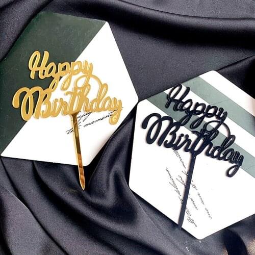 Several Kinds Happy Birthday Cake Topper Decoration Card Acrylic Party Birthday Cake Topper Decoration New Arrival 2021