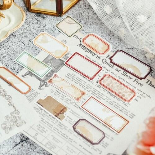 Vintage Frame Tag Label Collage Sticker DIY Scrapbook Album Diary Happy Planner Junk Journal Decorative Stickers
