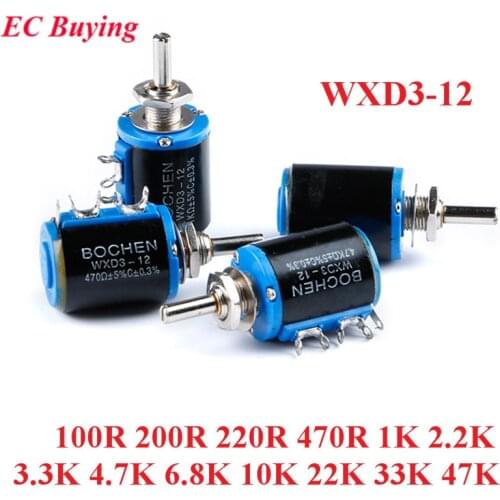 WXD3 WXD3-12 Potentiometer Wirewound Multi-Turn 100R 200R 220R 470R 1K 2.2K 3.3K 4.7K 6.8K 10K 22K 33K 47K