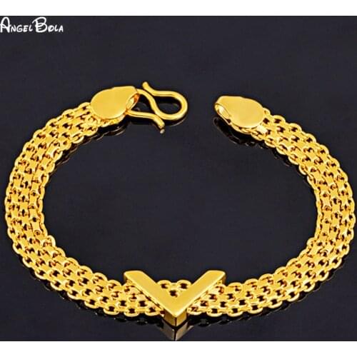Womens Fashion Jewelry V-shaped Exquisite Gold Watch Chain Muslim Romantic Couple Bracelet Christmas Birthday Gift