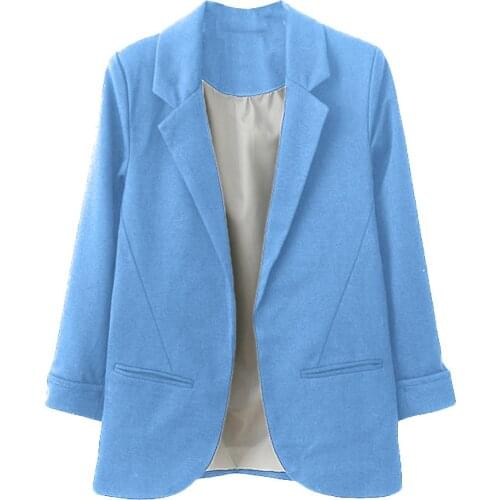 U-SWEAR Womens Jacket American Style Candy Color Small Suit Without Buckle Jacket Seven-point Sleeve Blaser Femeninos