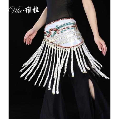 Tribal Belly Dance Waist Hip Scarf Belt Chain Handmade Coin& Embroidery Design Womens Belly Dance Costume Belt