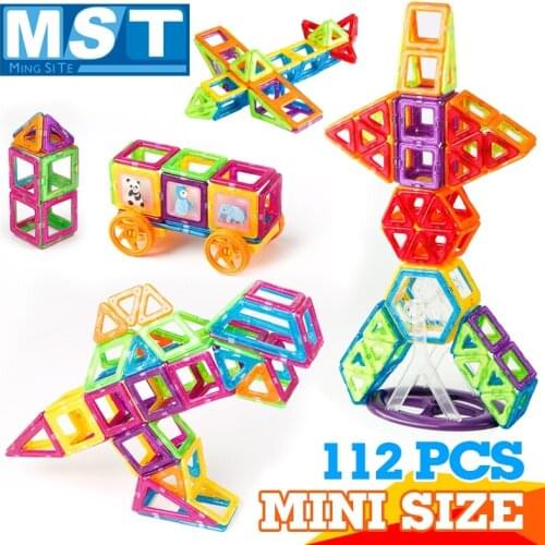 112PCS Mini Magnetic Building Blocks Plastic Magnet Patches Educational Toys For Children Magnetic Construction Magnetized Toy