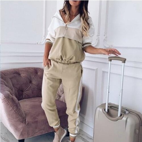 2 teiliges Set Damen Sportswear Anzug Reißverschluss Hoodie Sweatshirt Anzug Jogging Sportswear Damen Casual Herbst Street Suit