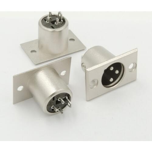 20 PCS Nickel Plated metal XLR Type 3 pin male chassis Panel Mount Socket Locking Connector plug