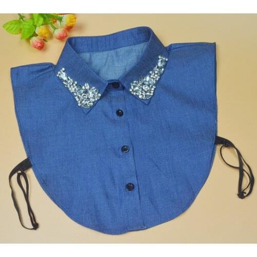 2015 false collar Korean Spring decorative collar shirt collar fake collar wild lace crystal flower sweater work office lady