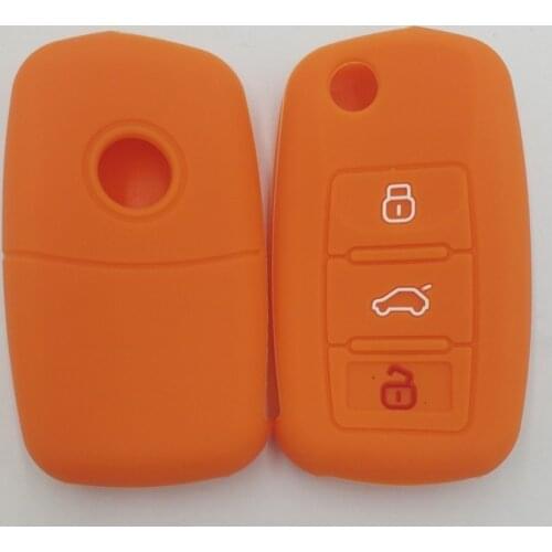 4PC Silicone Key Case Cover for Skoda Octavia A5 Fabia for Volkswagen VW Polo Golf Caravelle Passat Touran Keychain Holder Car