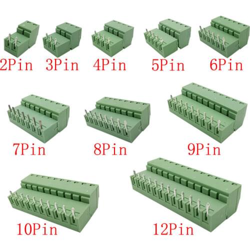 10pcs(5pair) 15EDG 3.81mm KF2EDG PCB Screw Terminal Block Connector Plug-Pin Right Angle Header Socket 2/3/4/5/6/7/8/9/10/12pin
