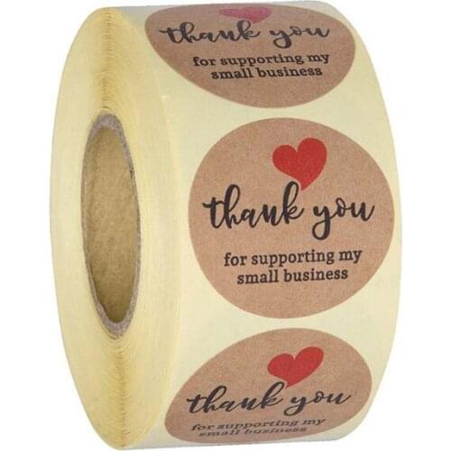 500pcs Thank You for supporting My Small Business Stickers Kraft Envelope Seal