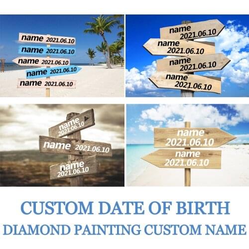 Huacan Diamond Painting Custom Name Date Of Birth Full Square/round Mosaic Embroidery Gift Road Sign Photo Diamond Art