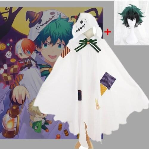 Anime Boku No My Hero Academia Midoriya Izuku Deku Cosplay Costumes Cute Cloak Cape for Halloween Christmas Wig