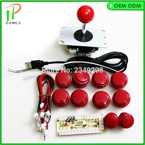 Arcade DIY game kit one player USB to PC Zero Delay Encoder /Sanwa type Joystick /30mm &24 mm Push Button /cable