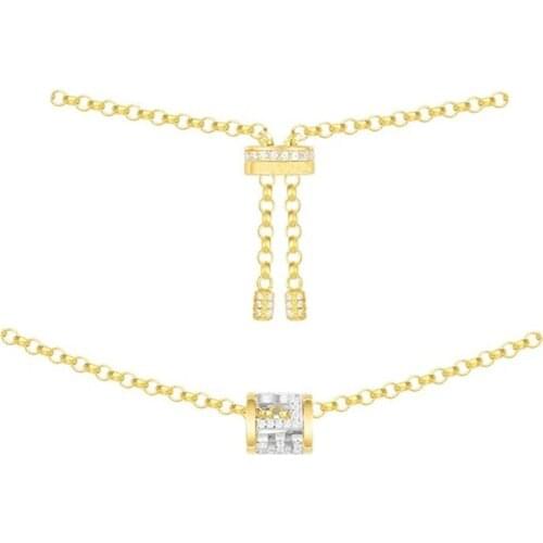 SLJELY 925 Sterling Silver Yellow Gold Color Letter BABY LOVE Necklace Zircon Adjust Chain Alphabet Choker Fine Women Jewelry