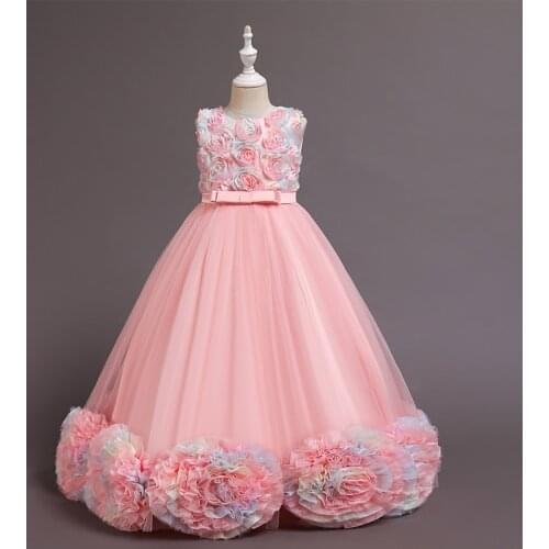 Children Tutu Princess Birthday Party Prom Wedding Bridesmaid Summer Petal Long Dress Gown Vestidos Baby Girls Clothes 10 Years