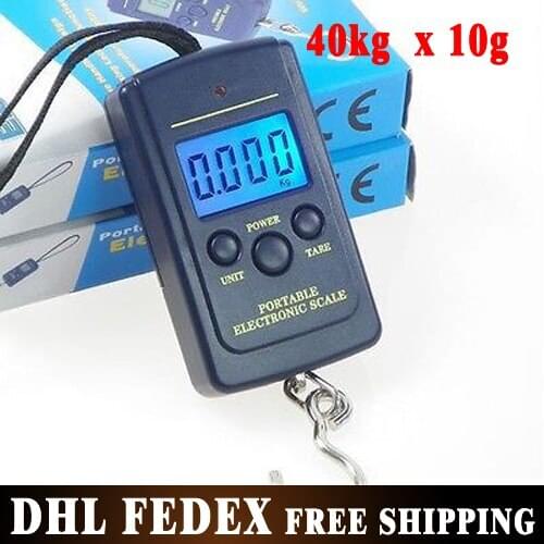 DHL Fedex 100pcs/lot 40kg*10g Backlight Digital Electronic Hanging Household Kitchen Weighing Pocket Scale