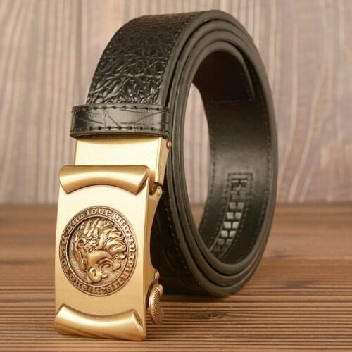 Designer Mens Busines Leisure Belt Party Alligator Pattern Waist Strap British Jeans Accessories Lion Automatic Buckle Cinto